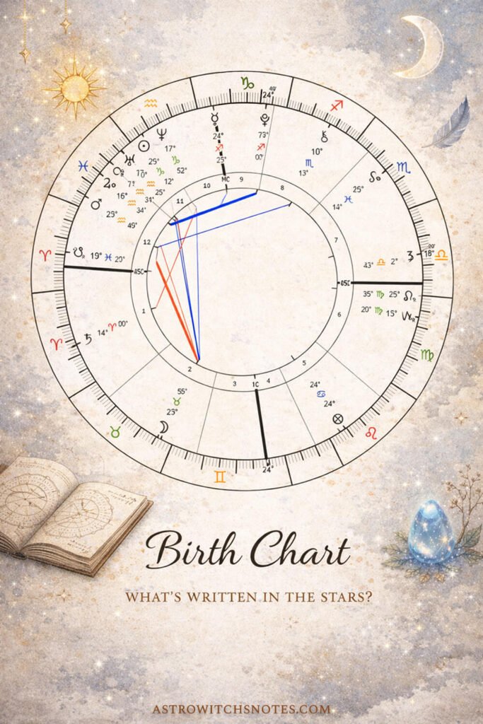 A birth chart image on astrowitchsnotes.com, which is generated by chatgpt.