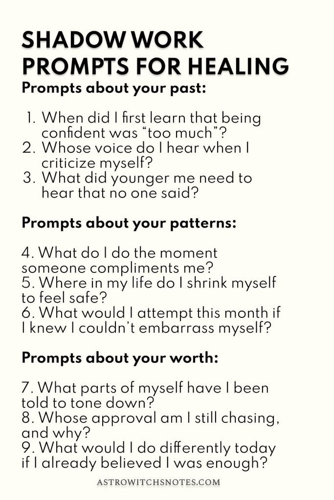 9 shadow work prompts for healing
