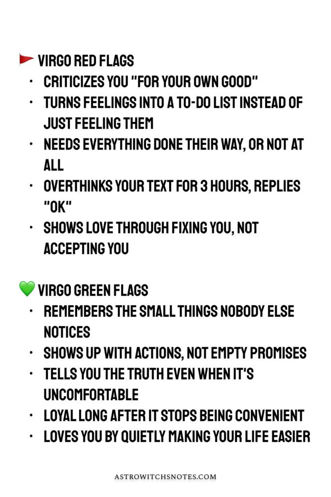 Virgo red and green flags 